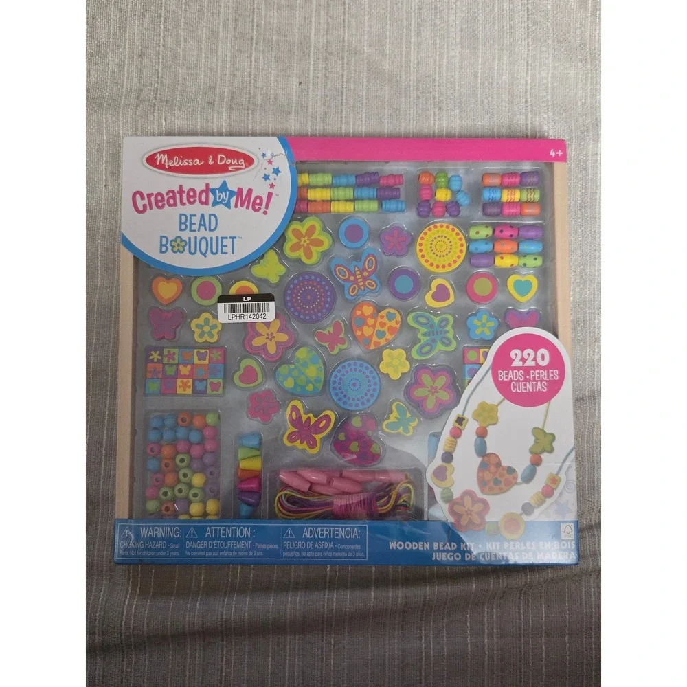 Melissa & Doug Created by Me Wooden Bead Bouquet Jewelry Making Kit 220+ Beads